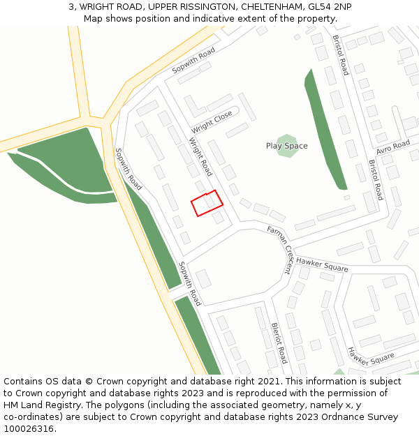 3, WRIGHT ROAD, UPPER RISSINGTON, CHELTENHAM, GL54 2NP: Location map and indicative extent of plot