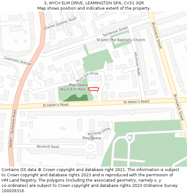 3, WYCH ELM DRIVE, LEAMINGTON SPA, CV31 3QR: Location map and indicative extent of plot