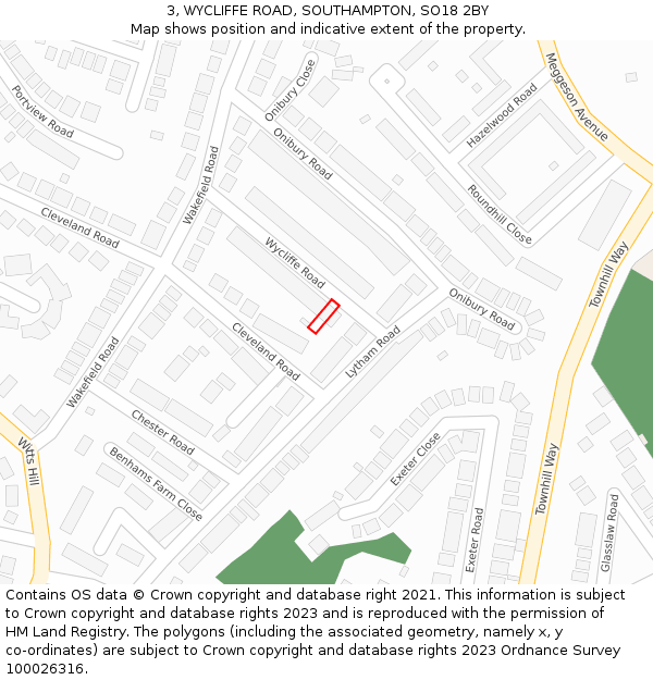 3, WYCLIFFE ROAD, SOUTHAMPTON, SO18 2BY: Location map and indicative extent of plot