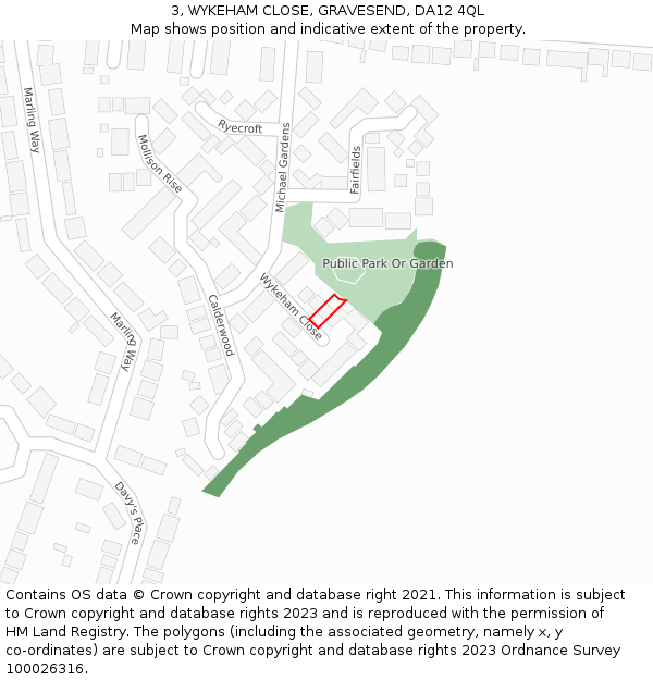 3, WYKEHAM CLOSE, GRAVESEND, DA12 4QL: Location map and indicative extent of plot