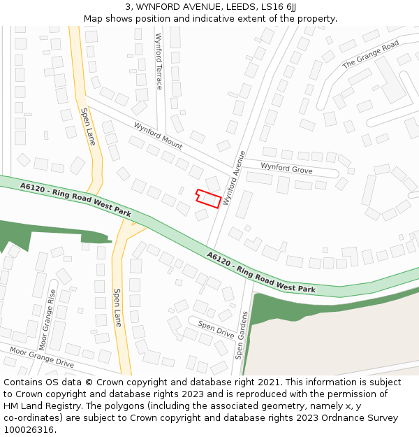 3, WYNFORD AVENUE, LEEDS, LS16 6JJ: Location map and indicative extent of plot
