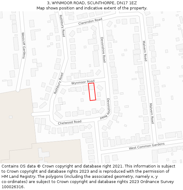 3, WYNMOOR ROAD, SCUNTHORPE, DN17 1EZ: Location map and indicative extent of plot