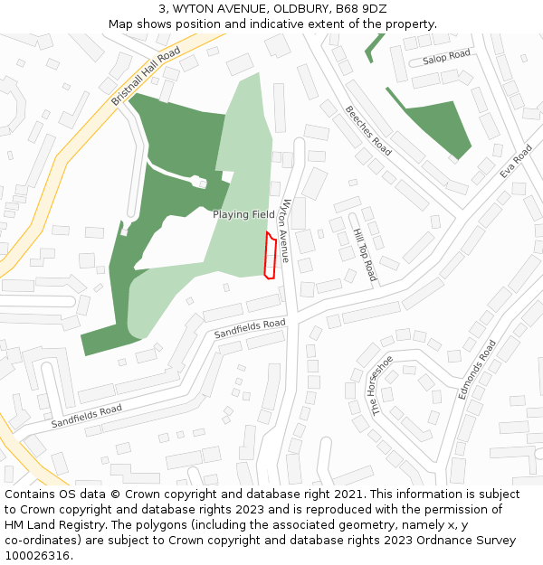 3, WYTON AVENUE, OLDBURY, B68 9DZ: Location map and indicative extent of plot