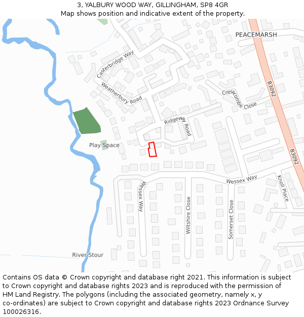 3, YALBURY WOOD WAY, GILLINGHAM, SP8 4GR: Location map and indicative extent of plot