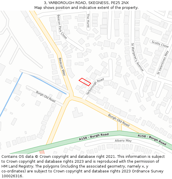 3, YARBOROUGH ROAD, SKEGNESS, PE25 2NX: Location map and indicative extent of plot