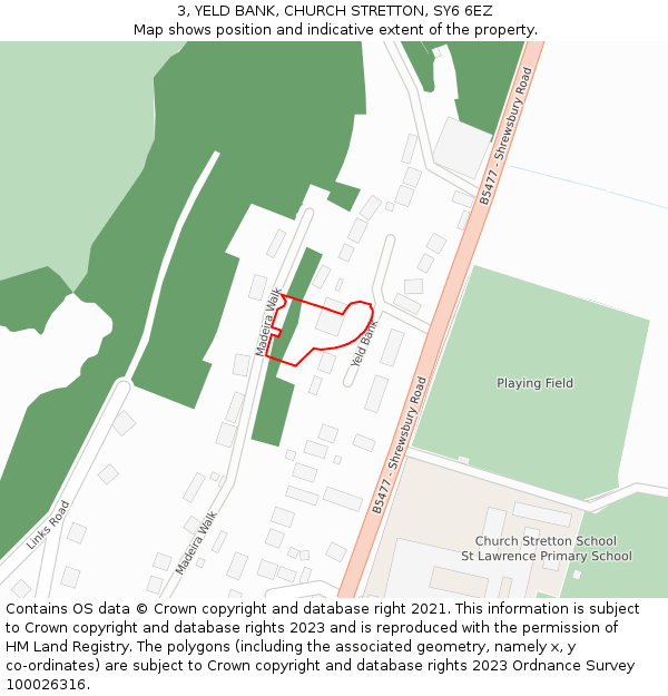 3, YELD BANK, CHURCH STRETTON, SY6 6EZ: Location map and indicative extent of plot