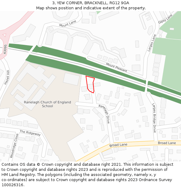 3, YEW CORNER, BRACKNELL, RG12 9GA: Location map and indicative extent of plot