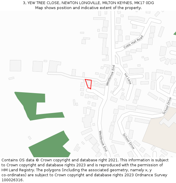 3, YEW TREE CLOSE, NEWTON LONGVILLE, MILTON KEYNES, MK17 0DG: Location map and indicative extent of plot