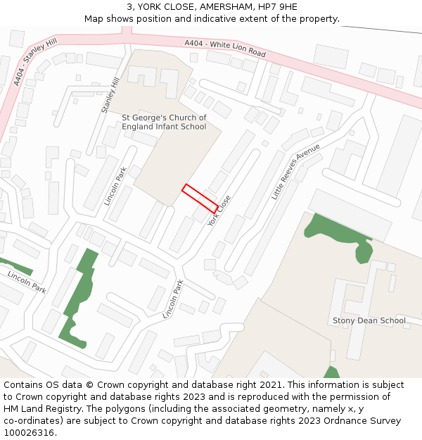 3, YORK CLOSE, AMERSHAM, HP7 9HE: Location map and indicative extent of plot