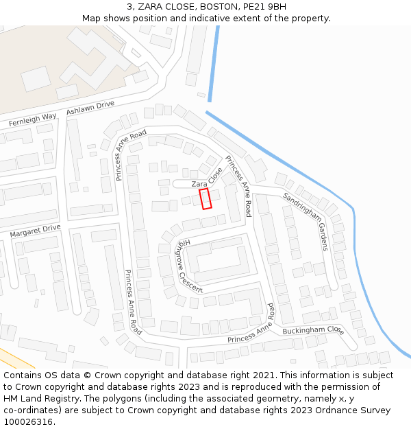 3, ZARA CLOSE, BOSTON, PE21 9BH: Location map and indicative extent of plot