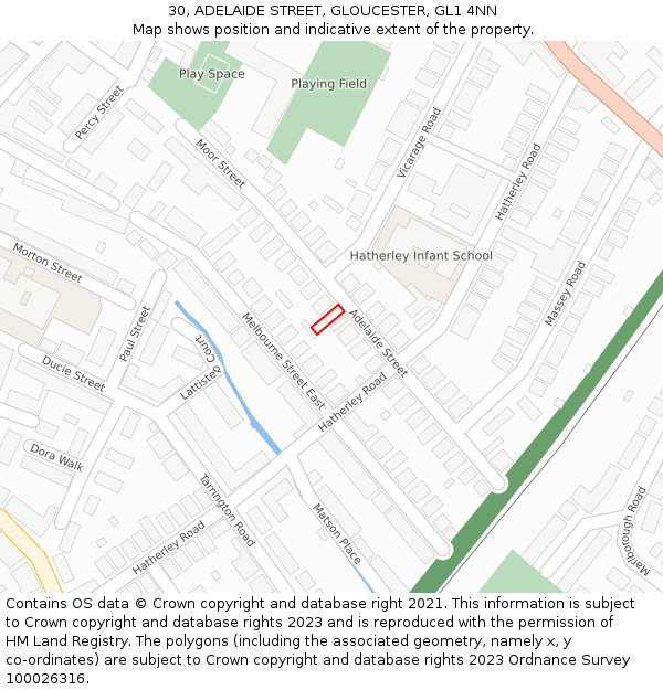 30, ADELAIDE STREET, GLOUCESTER, GL1 4NN: Location map and indicative extent of plot