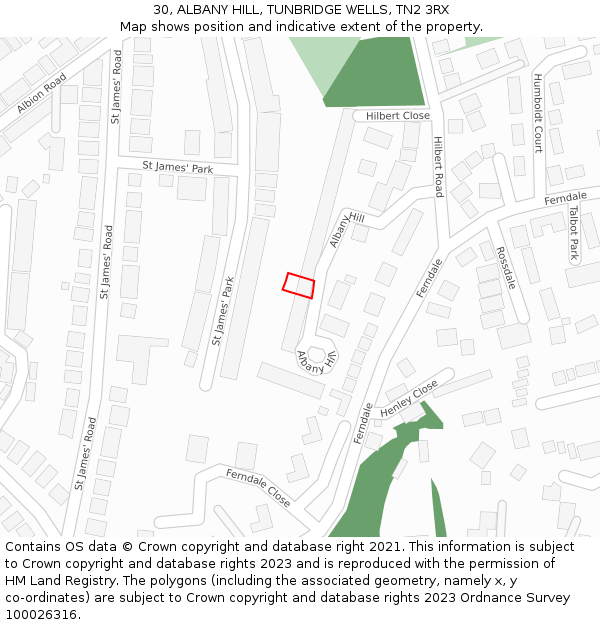30, ALBANY HILL, TUNBRIDGE WELLS, TN2 3RX: Location map and indicative extent of plot