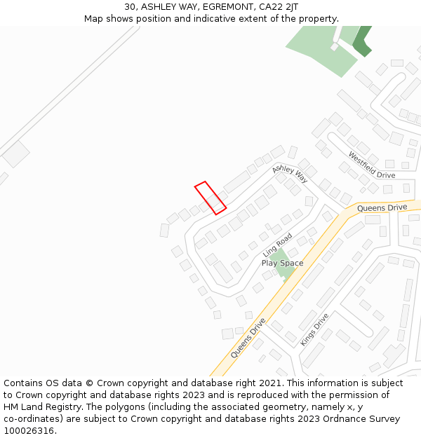 30, ASHLEY WAY, EGREMONT, CA22 2JT: Location map and indicative extent of plot