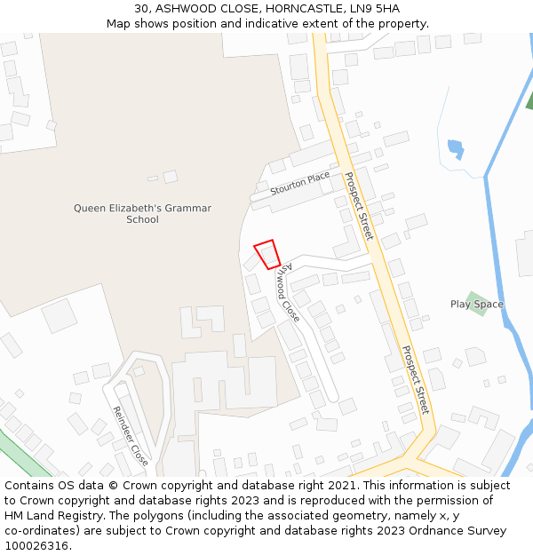 30, ASHWOOD CLOSE, HORNCASTLE, LN9 5HA: Location map and indicative extent of plot