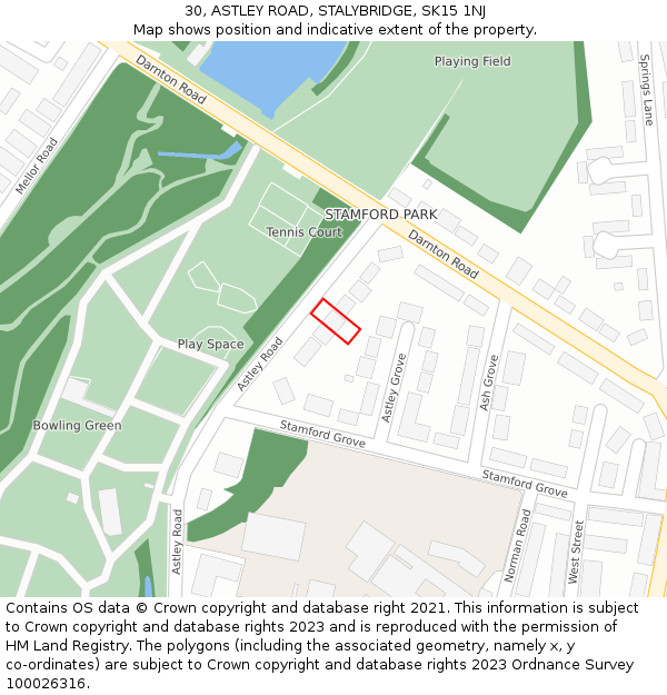 30, ASTLEY ROAD, STALYBRIDGE, SK15 1NJ: Location map and indicative extent of plot