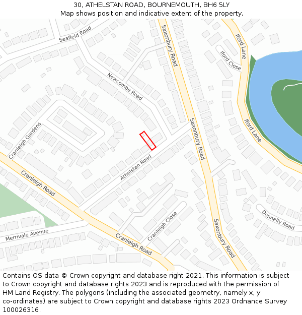 30, ATHELSTAN ROAD, BOURNEMOUTH, BH6 5LY: Location map and indicative extent of plot