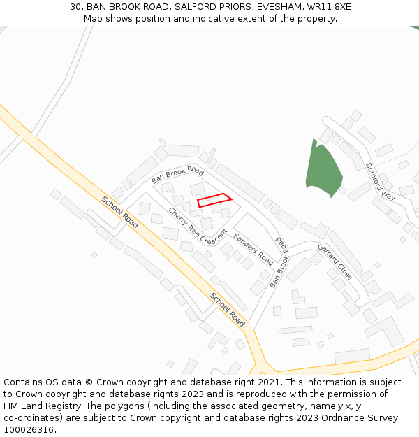 30, BAN BROOK ROAD, SALFORD PRIORS, EVESHAM, WR11 8XE: Location map and indicative extent of plot