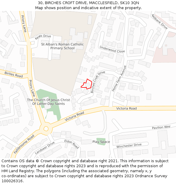 30, BIRCHES CROFT DRIVE, MACCLESFIELD, SK10 3QN: Location map and indicative extent of plot