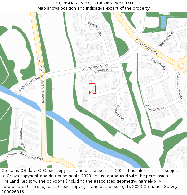 30, BISHAM PARK, RUNCORN, WA7 1XH: Location map and indicative extent of plot
