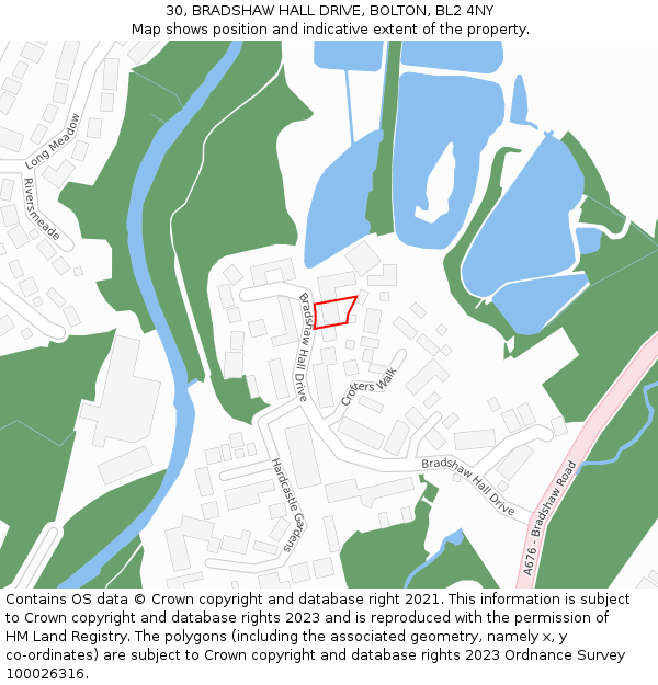 30, BRADSHAW HALL DRIVE, BOLTON, BL2 4NY: Location map and indicative extent of plot