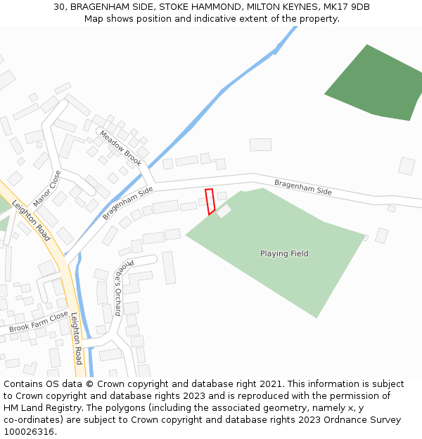 30, BRAGENHAM SIDE, STOKE HAMMOND, MILTON KEYNES, MK17 9DB: Location map and indicative extent of plot