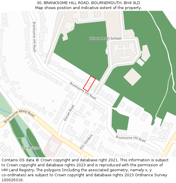 30, BRANKSOME HILL ROAD, BOURNEMOUTH, BH4 9LD: Location map and indicative extent of plot