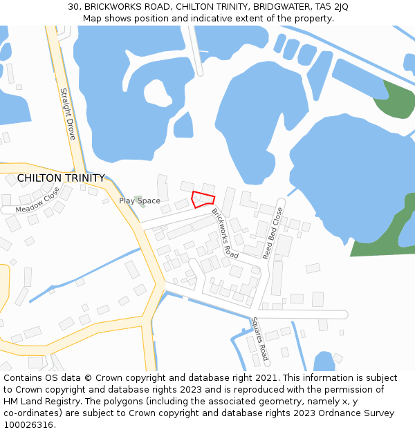 30, BRICKWORKS ROAD, CHILTON TRINITY, BRIDGWATER, TA5 2JQ: Location map and indicative extent of plot