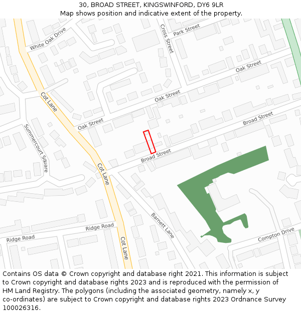 30, BROAD STREET, KINGSWINFORD, DY6 9LR: Location map and indicative extent of plot
