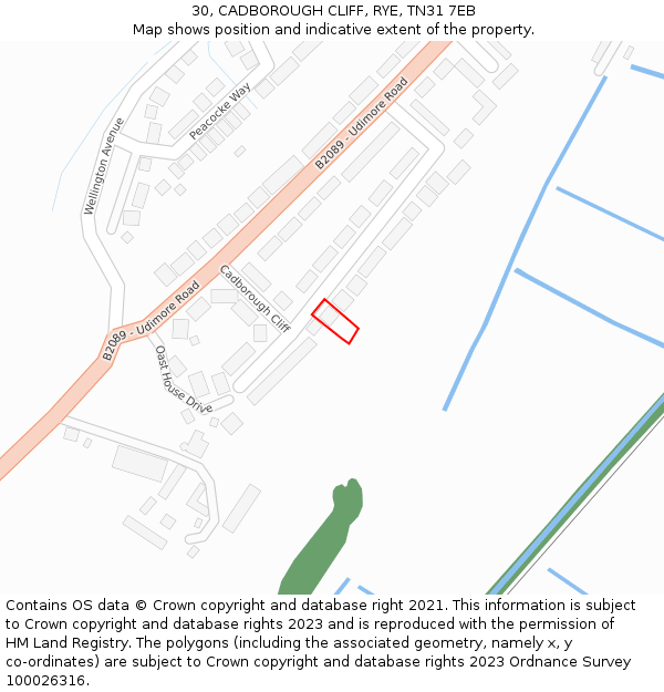 30, CADBOROUGH CLIFF, RYE, TN31 7EB: Location map and indicative extent of plot