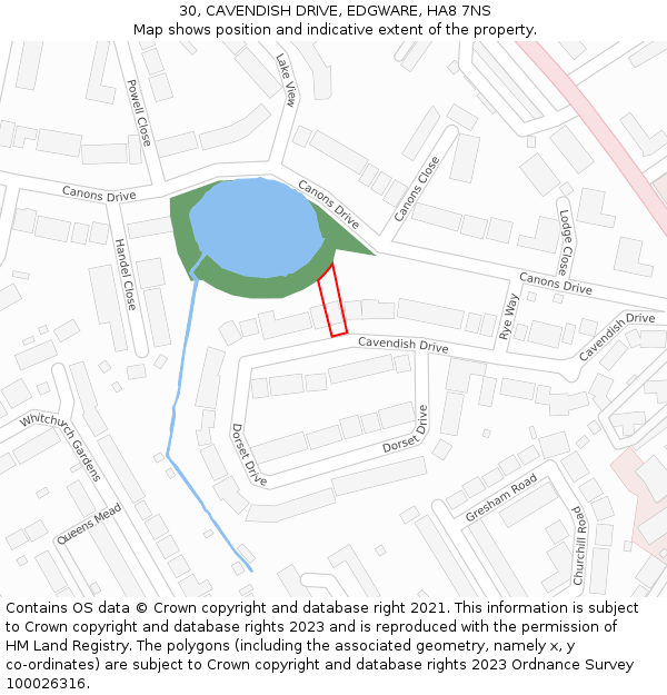 30, CAVENDISH DRIVE, EDGWARE, HA8 7NS: Location map and indicative extent of plot