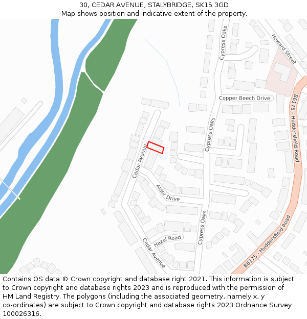 30, CEDAR AVENUE, STALYBRIDGE, SK15 3GD: Location map and indicative extent of plot