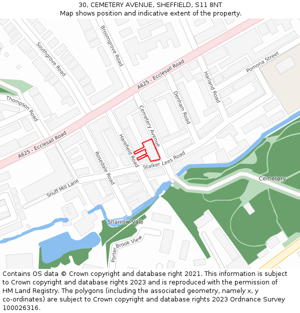 30, CEMETERY AVENUE, SHEFFIELD, S11 8NT: Location map and indicative extent of plot