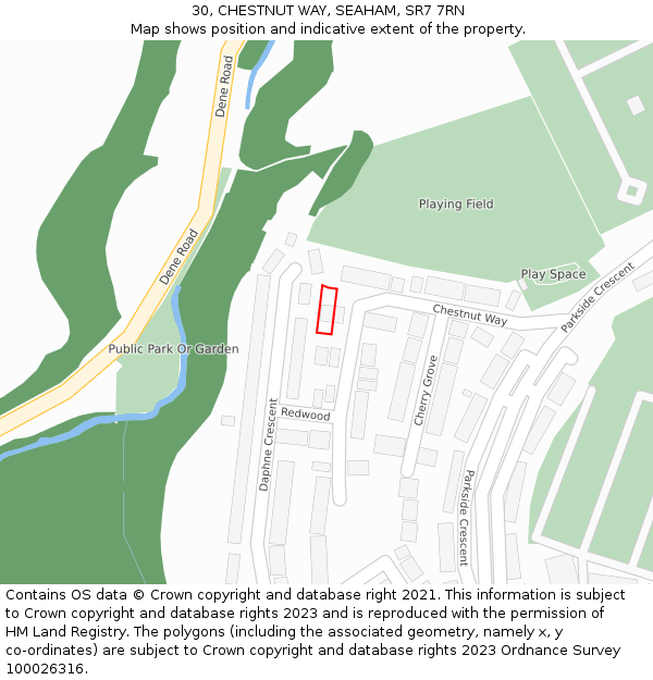 30, CHESTNUT WAY, SEAHAM, SR7 7RN: Location map and indicative extent of plot