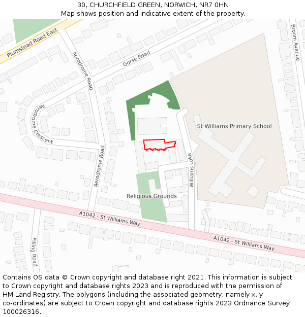 30, CHURCHFIELD GREEN, NORWICH, NR7 0HN: Location map and indicative extent of plot