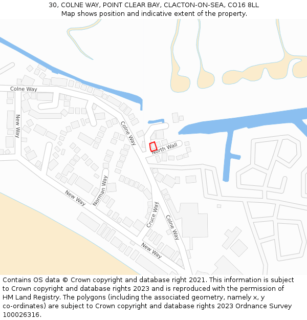 30, COLNE WAY, POINT CLEAR BAY, CLACTON-ON-SEA, CO16 8LL: Location map and indicative extent of plot