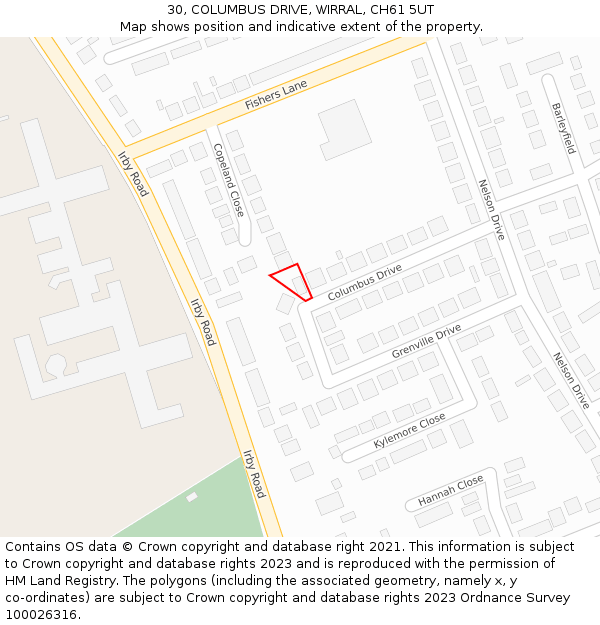 30, COLUMBUS DRIVE, WIRRAL, CH61 5UT: Location map and indicative extent of plot