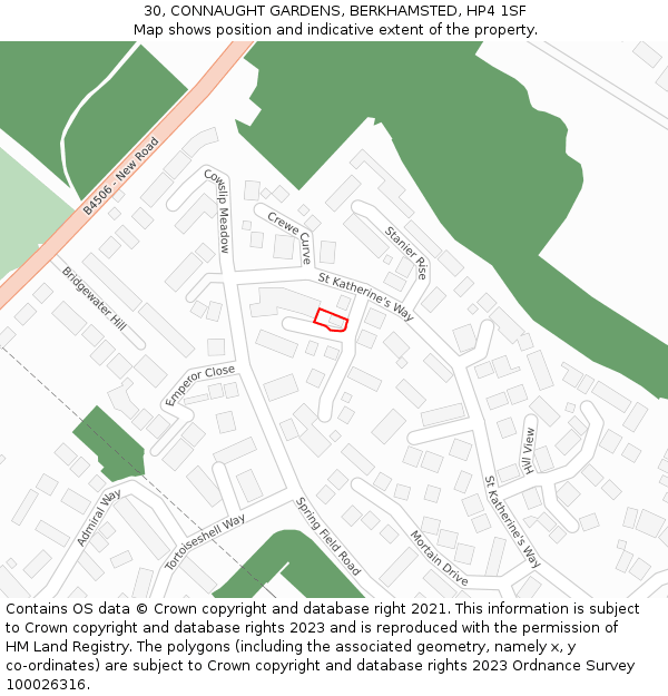 30, CONNAUGHT GARDENS, BERKHAMSTED, HP4 1SF: Location map and indicative extent of plot