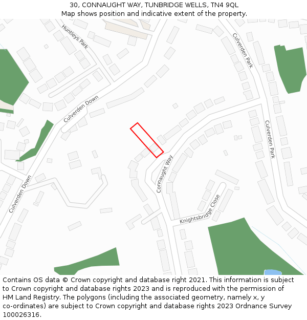 30, CONNAUGHT WAY, TUNBRIDGE WELLS, TN4 9QL: Location map and indicative extent of plot
