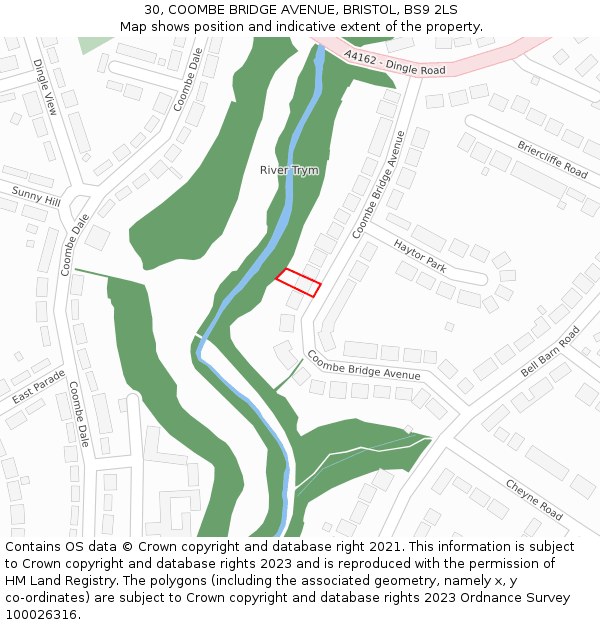 30, COOMBE BRIDGE AVENUE, BRISTOL, BS9 2LS: Location map and indicative extent of plot
