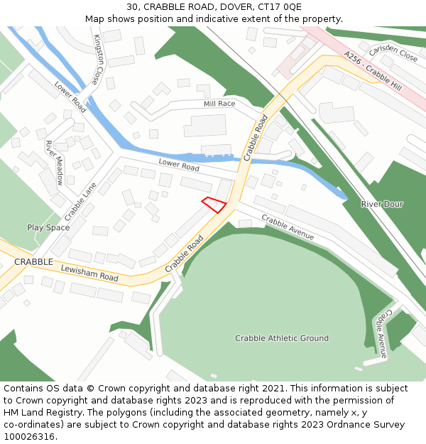 30, CRABBLE ROAD, DOVER, CT17 0QE: Location map and indicative extent of plot