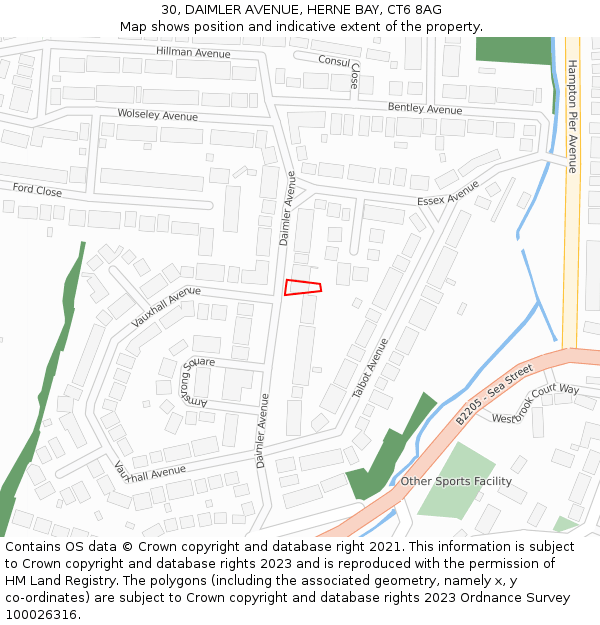 30, DAIMLER AVENUE, HERNE BAY, CT6 8AG: Location map and indicative extent of plot