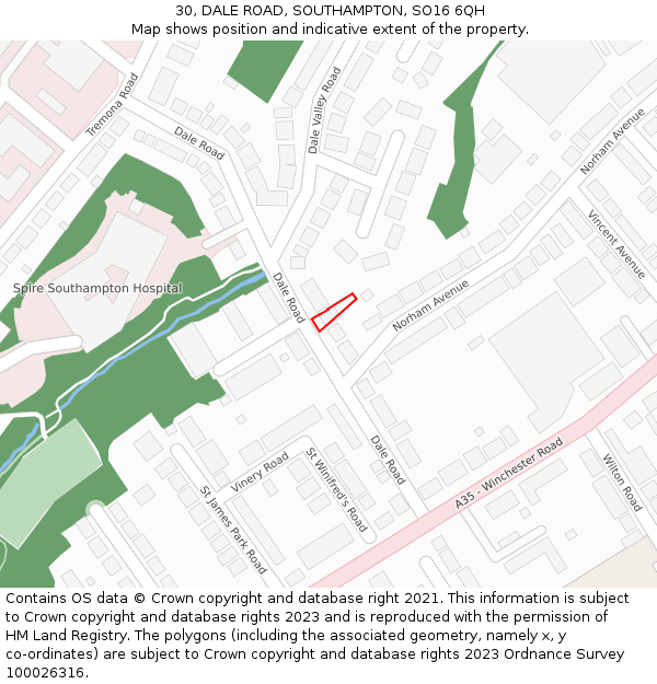 30, DALE ROAD, SOUTHAMPTON, SO16 6QH: Location map and indicative extent of plot