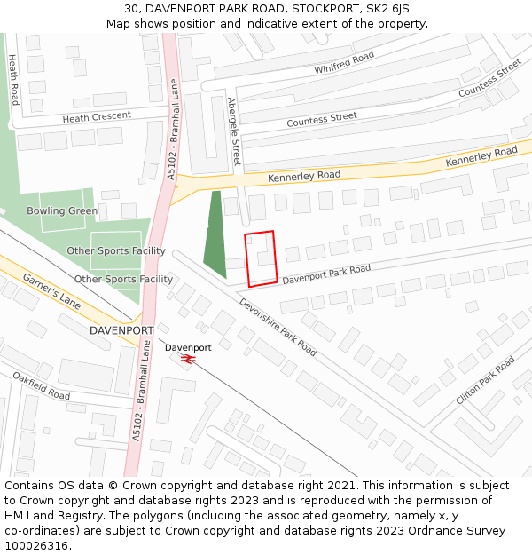 30, DAVENPORT PARK ROAD, STOCKPORT, SK2 6JS: Location map and indicative extent of plot