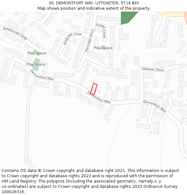 30, DEMONTFORT WAY, UTTOXETER, ST14 8XY: Location map and indicative extent of plot