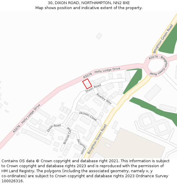30, DIXON ROAD, NORTHAMPTON, NN2 8XE: Location map and indicative extent of plot