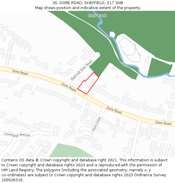30, DORE ROAD, SHEFFIELD, S17 3NB: Location map and indicative extent of plot