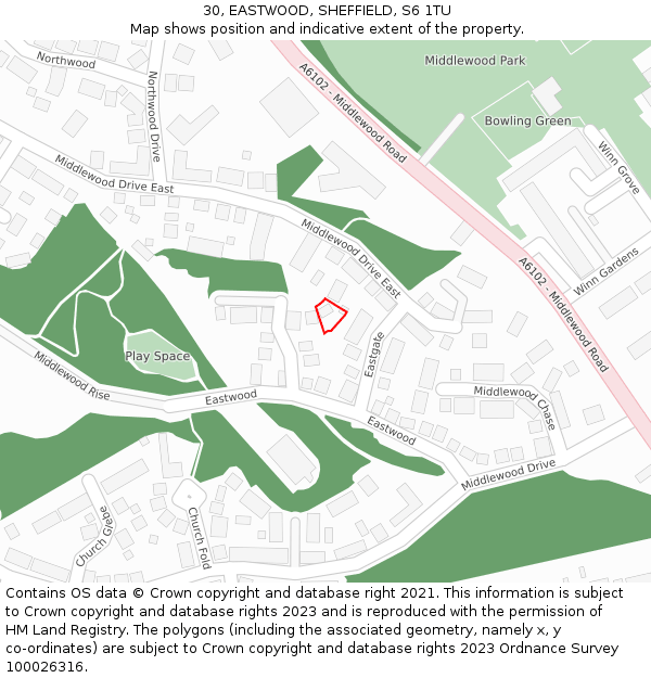 30, EASTWOOD, SHEFFIELD, S6 1TU: Location map and indicative extent of plot