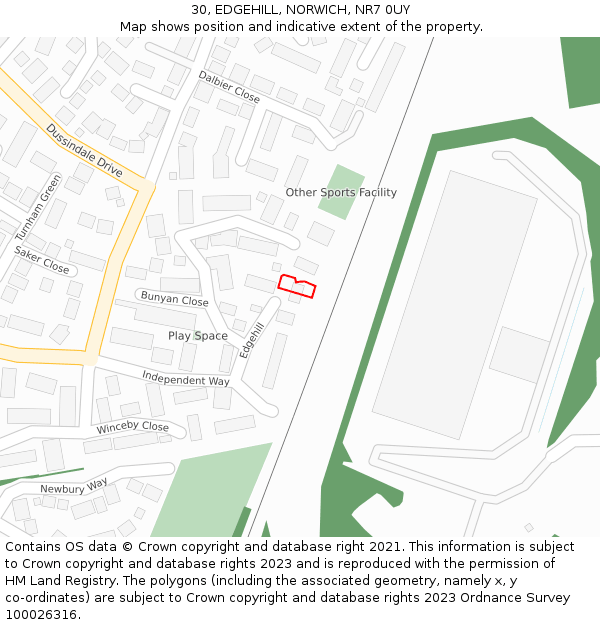 30, EDGEHILL, NORWICH, NR7 0UY: Location map and indicative extent of plot