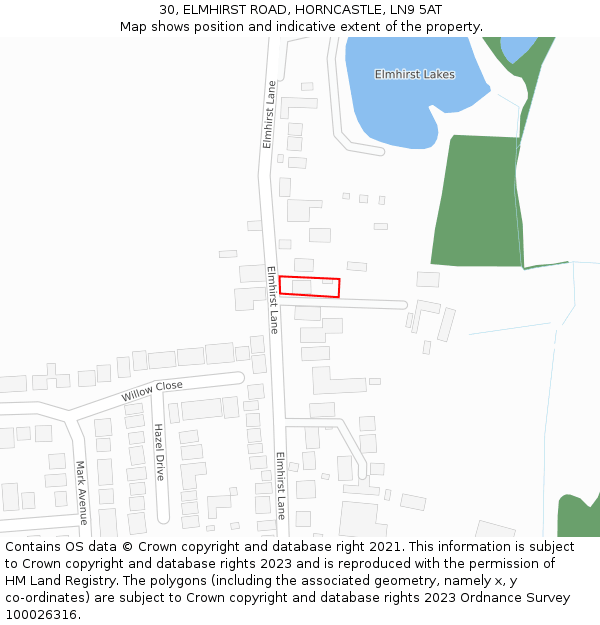 30, ELMHIRST ROAD, HORNCASTLE, LN9 5AT: Location map and indicative extent of plot