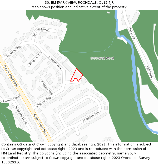 30, ELMPARK VIEW, ROCHDALE, OL12 7JR: Location map and indicative extent of plot